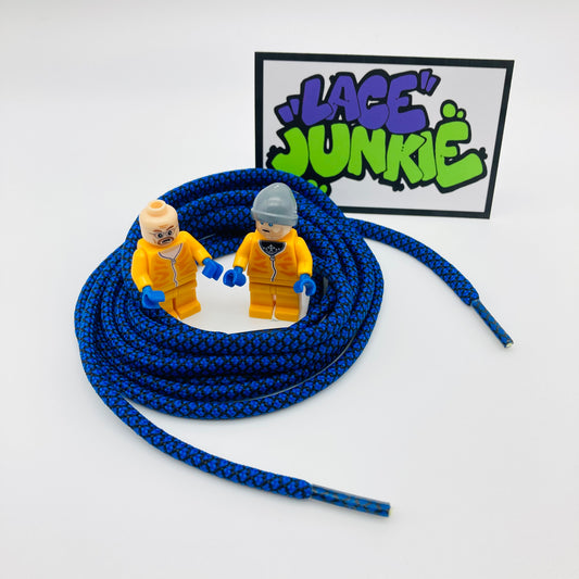 Lace Junkie Blue / Black Two Colour Rope Laces