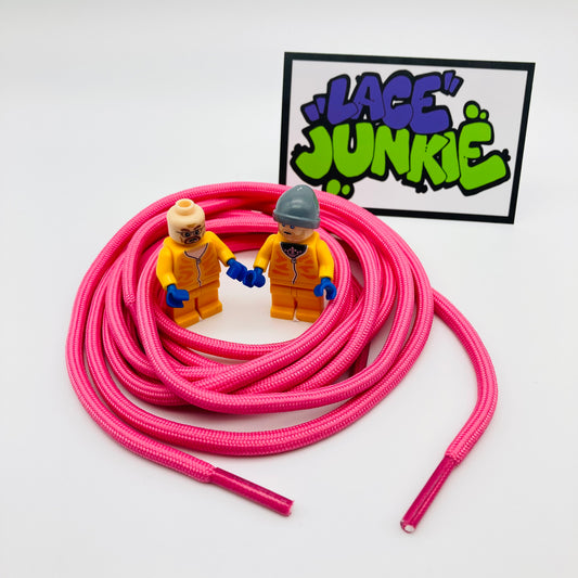 Lace Junkie Bright Pink Single Colour Rope Laces