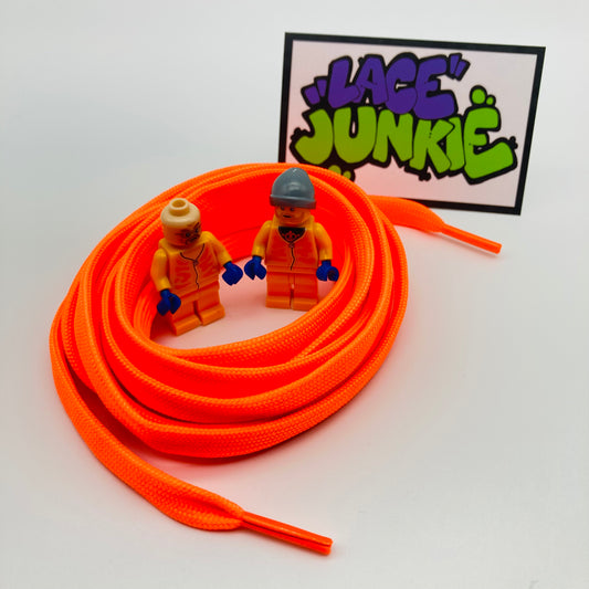 Lace Junkie Neon Orange Single Colour 8mm Flat Laces