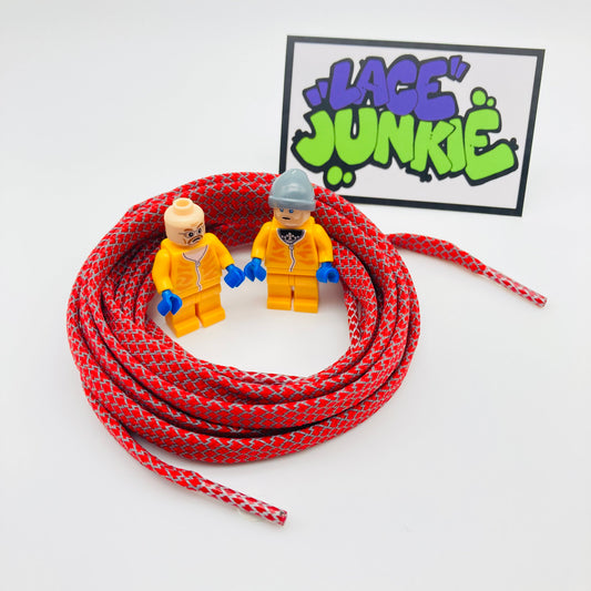Lace Junkie Red 3M Reflective 8mm Flat Laces