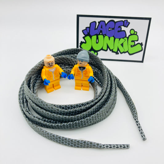 Lace Junkie Mid Grey 3M Reflective 8mm Flat Laces