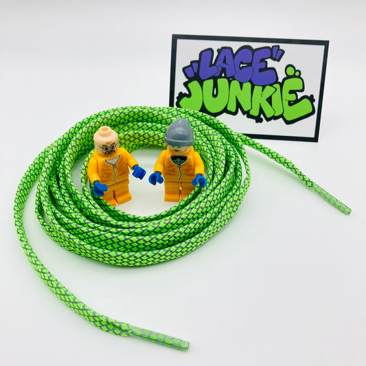 Lace Junkie Neon Green 3M Reflective 8mm Flat Laces