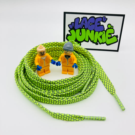 Lace Junkie Neon Yellow 3M Reflective 8mm Flat Laces