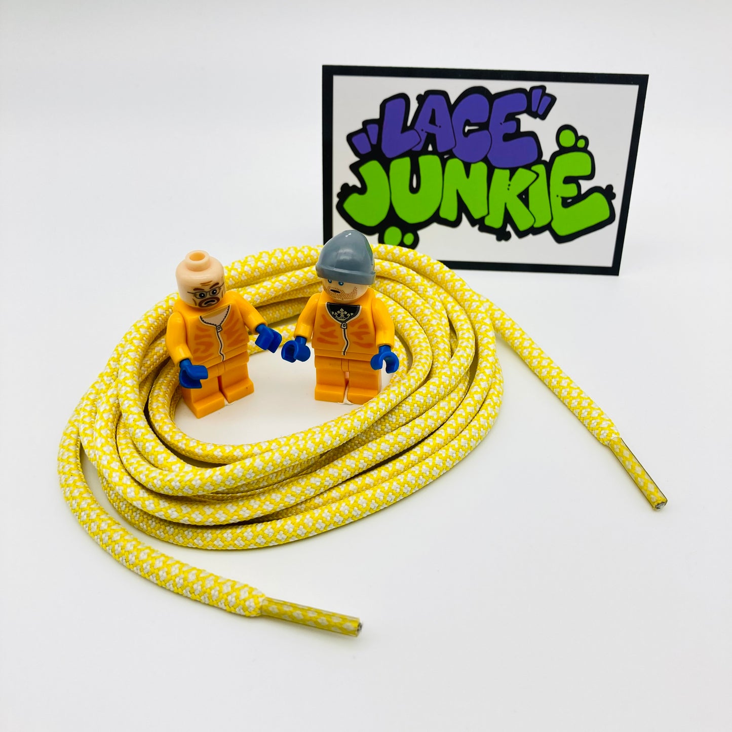 Lace Junkie White / Bright Yellow Two Colour Rope Laces